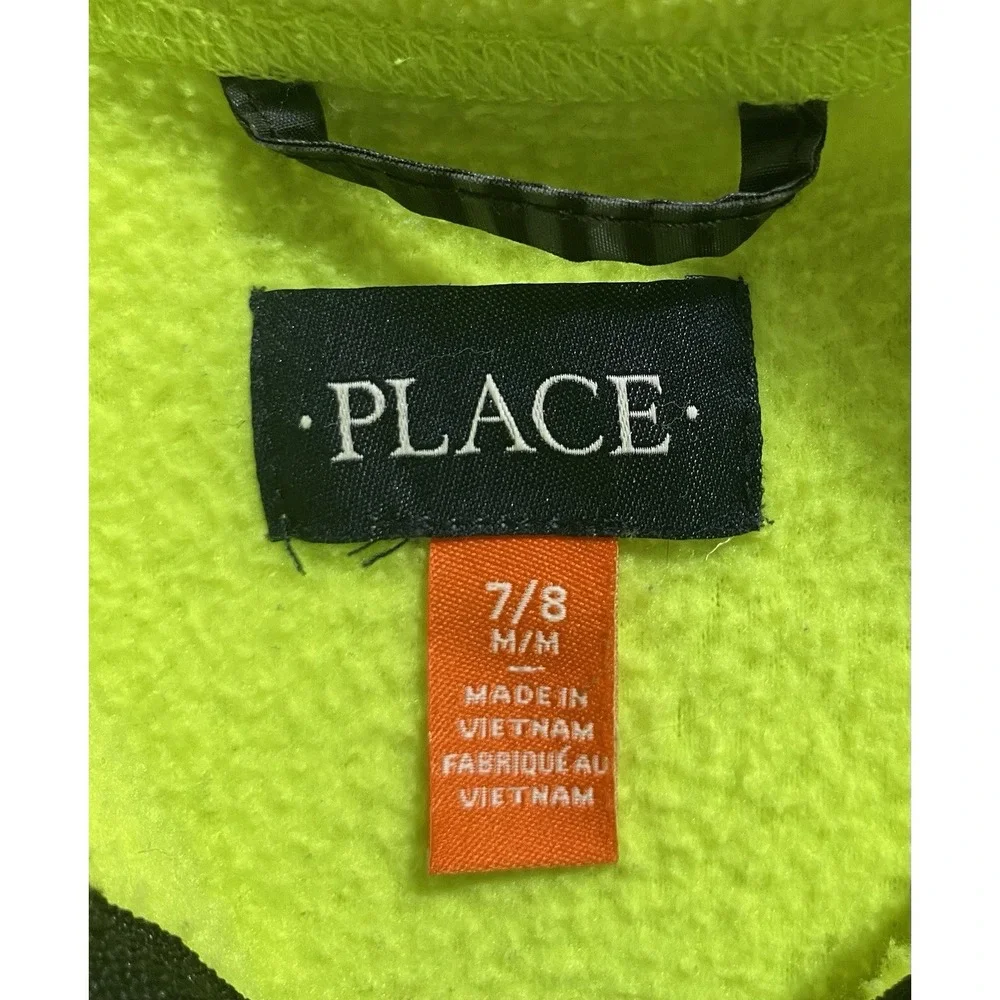 The Children's Place Boys Neon Yellow Fleece Jacket Size M 7/8 Full Zip